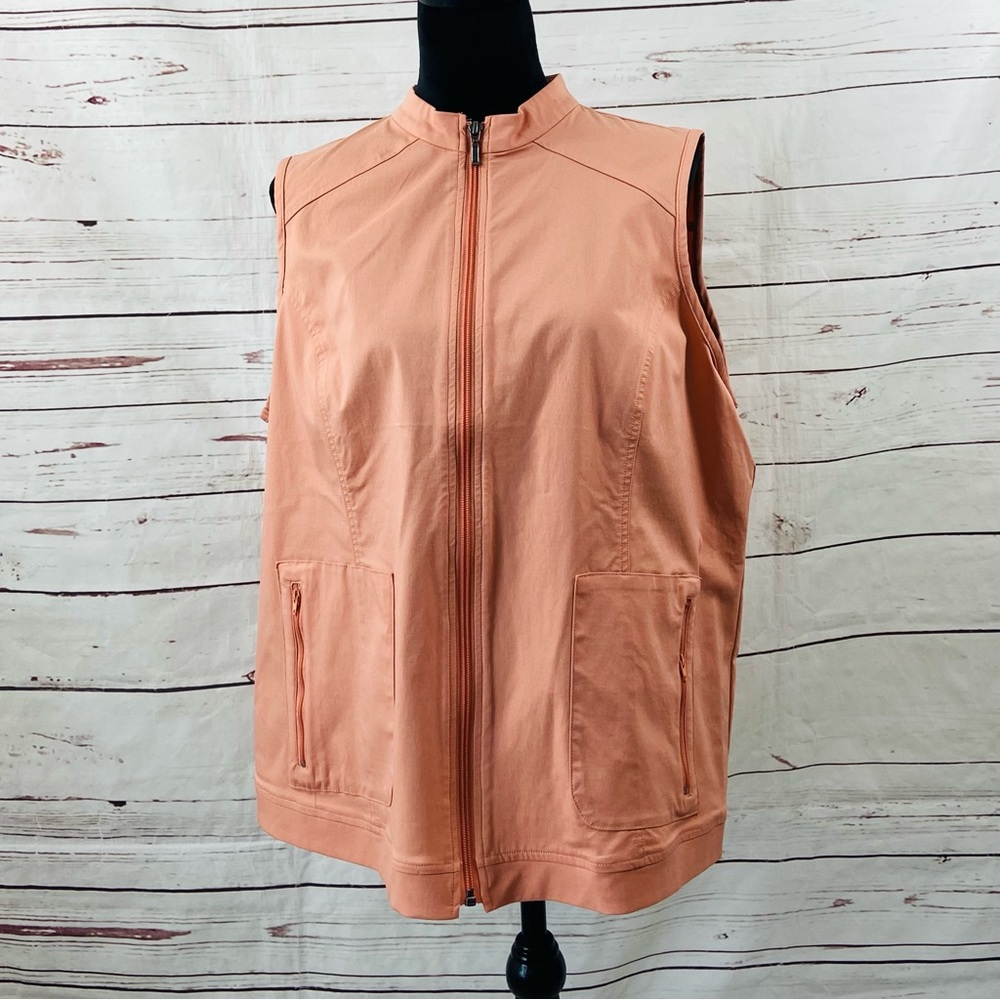 Chico’s Weekend Vest Women’s 3 US XL Orange Gingered Peach Full Zip